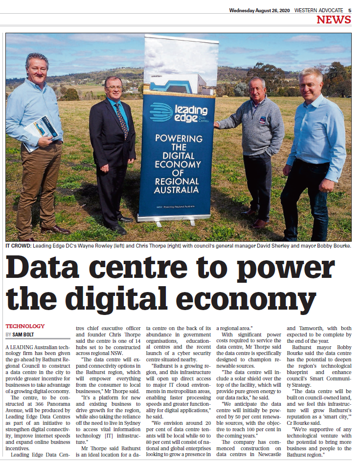 ledc Bathurst article about data centre